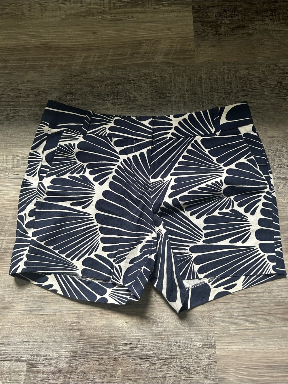 J Crew Navy and White Shell Print Shorts